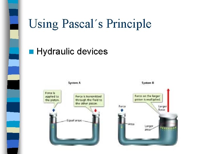 Using Pascal´s Principle n Hydraulic devices 