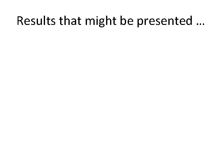 Results that might be presented … Results that might be presented …