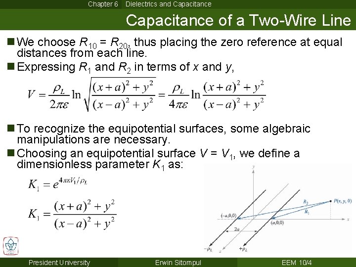 Chapter 6 Dielectrics and Capacitance of a Two-Wire Line n We choose R 10
