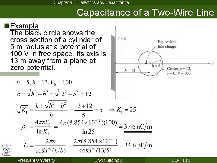 Chapter 6 Dielectrics and Capacitance of a Two-Wire Line n Example The black circle