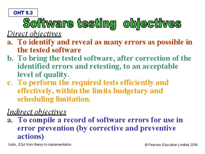 OHT 9 1 Definitions and objectives Software testing