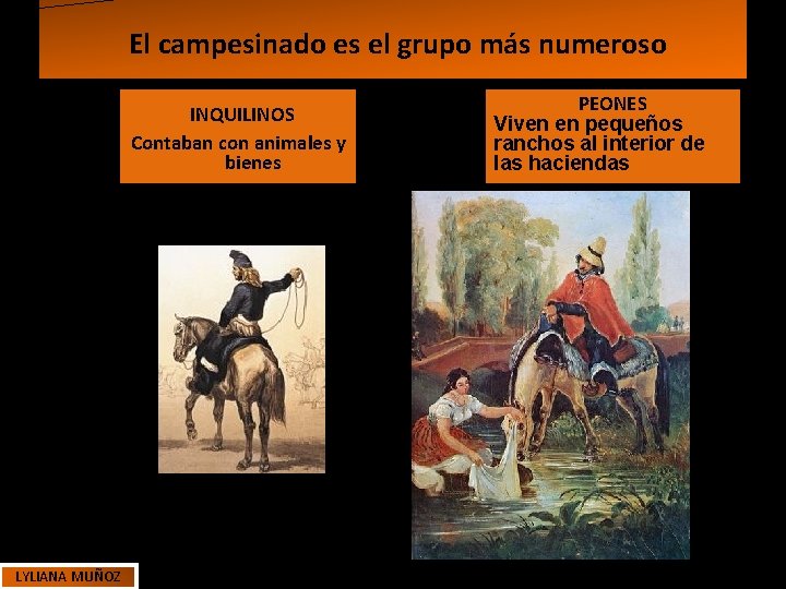 El campesinado es el grupo más numeroso INQUILINOS Contaban con animales y bienes LYLIANA El campesinado es el grupo más numeroso INQUILINOS Contaban con animales y bienes LYLIANA