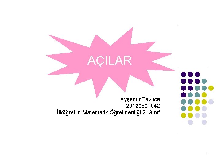 AÇILAR Ayşenur Tavlıca 20120907042 İlköğretim Matematik Öğretmenliği 2. Sınıf 1 