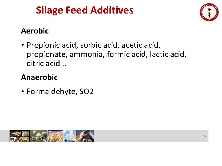 Silage Feed Additives Aerobic • Propionic acid, sorbic acid, acetic acid, propionate, ammonia, formic