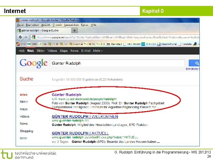Internet Kapitel 0 G. Rudolph: Einführung in die Programmierung ▪ WS 2012/13 24 