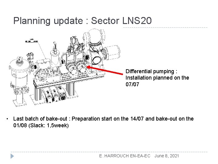 Planning update : Sector LNS 20 Differential pumping : Installation planned on the 07/07