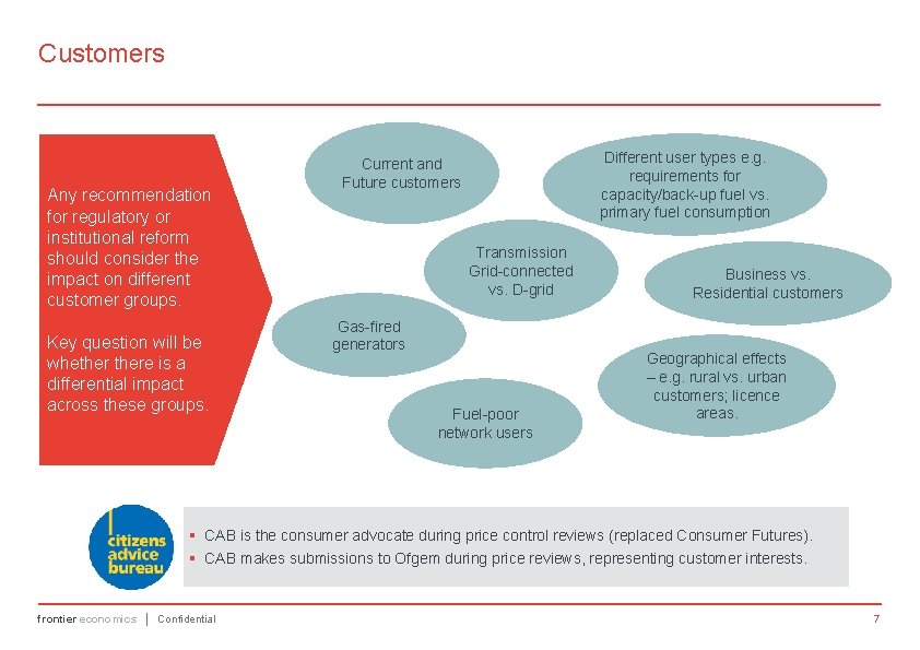Customers Any recommendation for regulatory or institutional reform should consider the impact on different