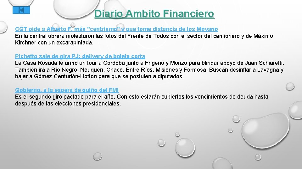 Diario Ambito Financiero CGT pide a Alberto F. más "centrismo" y que tome distancia