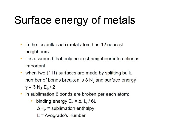 Surface energy of metals 