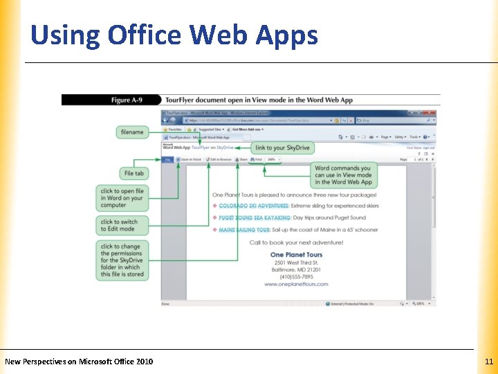 Using Office Web Apps New Perspectives on Microsoft Office 2010 XP 11 