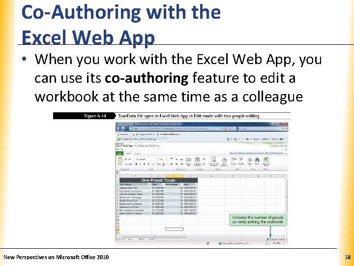 Co-Authoring with the Excel Web App XP • When you work with the Excel