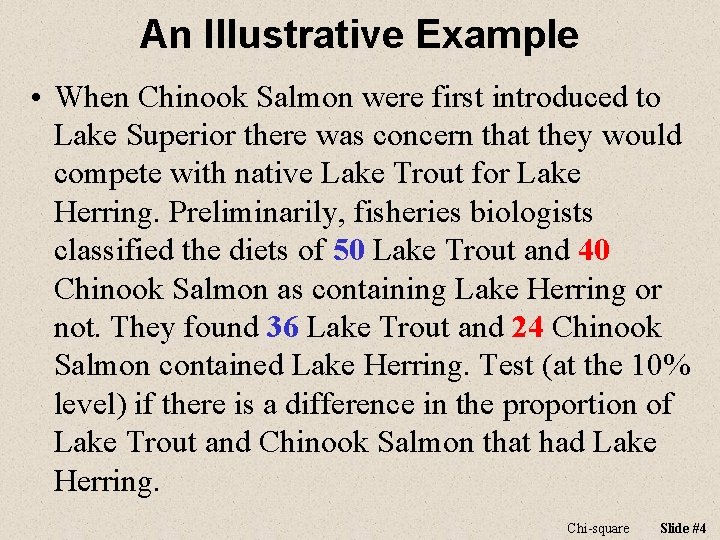 An Illustrative Example • When Chinook Salmon were first introduced to Lake Superior there An Illustrative Example • When Chinook Salmon were first introduced to Lake Superior there