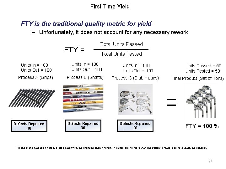 First Time Yield FTY is the traditional quality metric for yield – Unfortunately, it First Time Yield FTY is the traditional quality metric for yield – Unfortunately, it