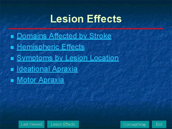 Lesion Effects n n n Domains Affected by Stroke Hemispheric Effects Symptoms by Lesion