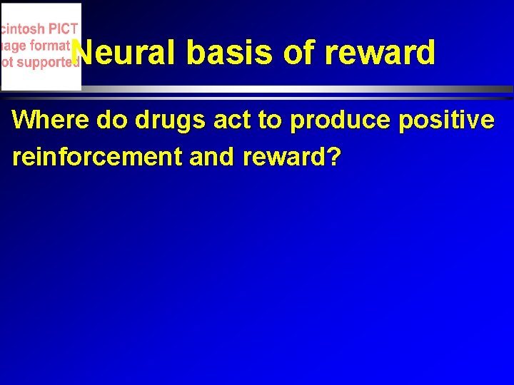 Neural basis of reward Where do drugs act to produce positive reinforcement and reward? Neural basis of reward Where do drugs act to produce positive reinforcement and reward?
