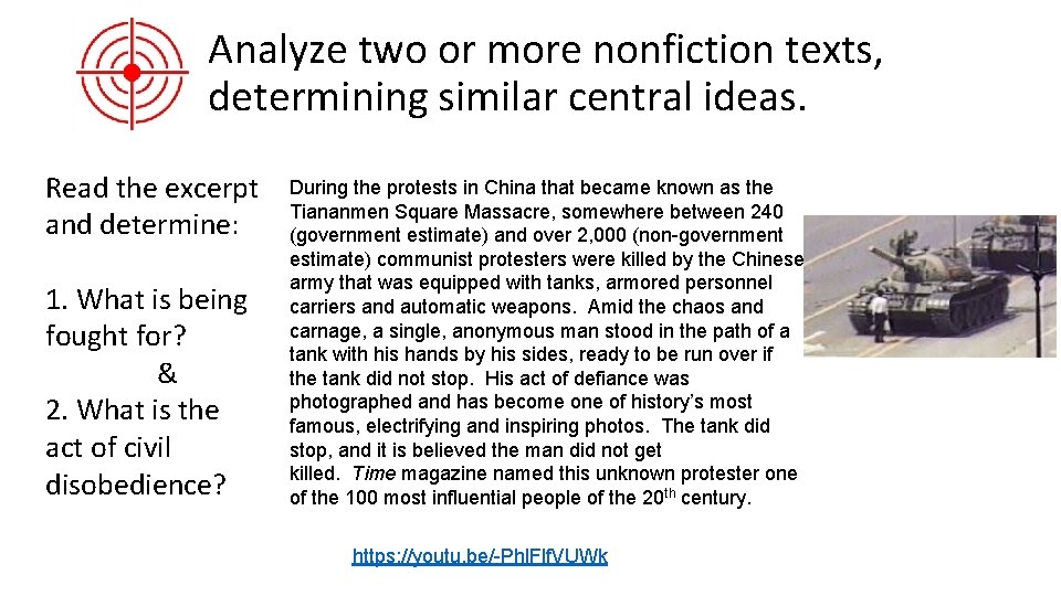 Analyze two or more nonfiction texts, determining similar central ideas. Read the excerpt and Analyze two or more nonfiction texts, determining similar central ideas. Read the excerpt and