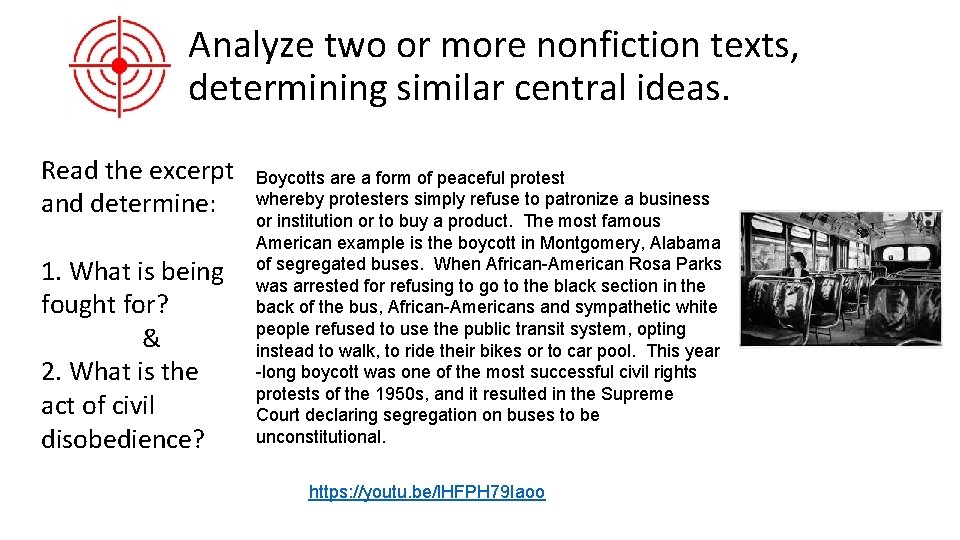 Analyze two or more nonfiction texts, determining similar central ideas. Read the excerpt and Analyze two or more nonfiction texts, determining similar central ideas. Read the excerpt and