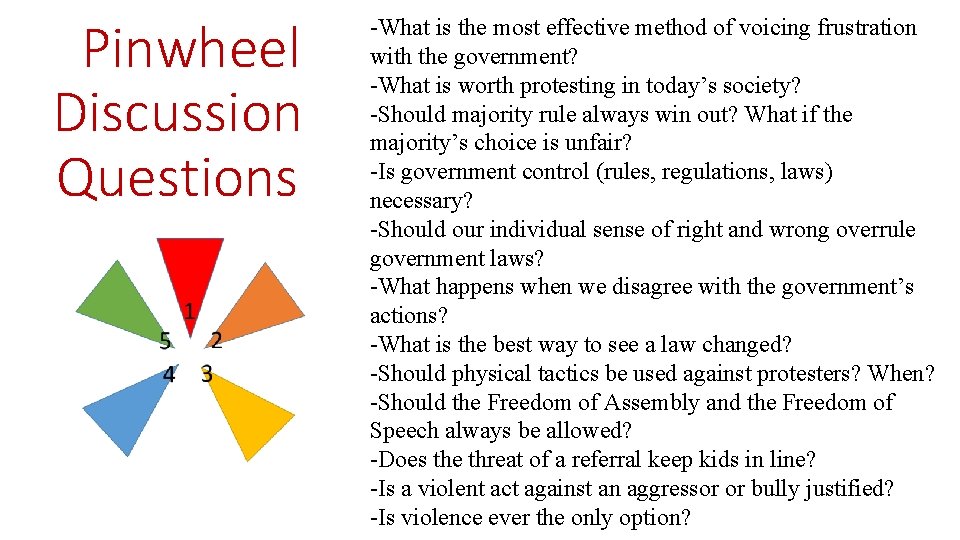 Pinwheel Discussion Questions -What is the most effective method of voicing frustration with the Pinwheel Discussion Questions -What is the most effective method of voicing frustration with the