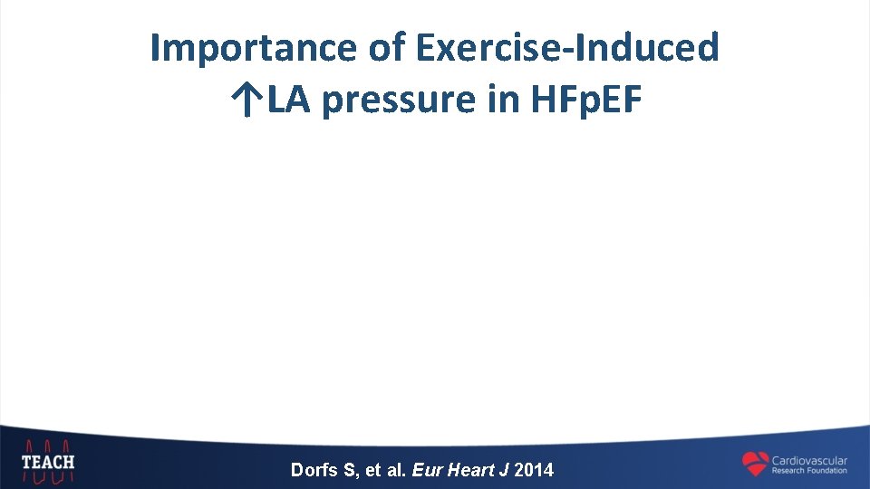 Importance of Exercise-Induced ↑LA pressure in HFp. EF Dorfs S, et al. Eur Heart