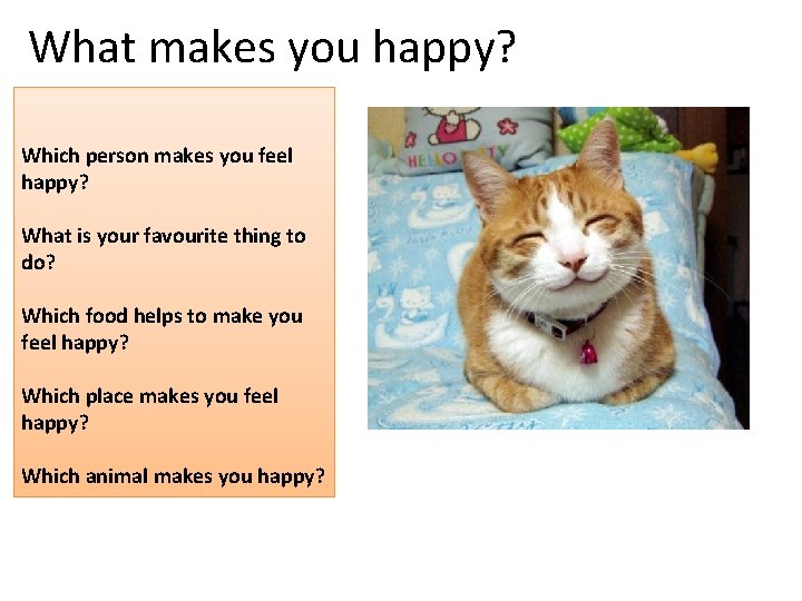 What makes you happy? Which person makes you feel happy? What is your favourite