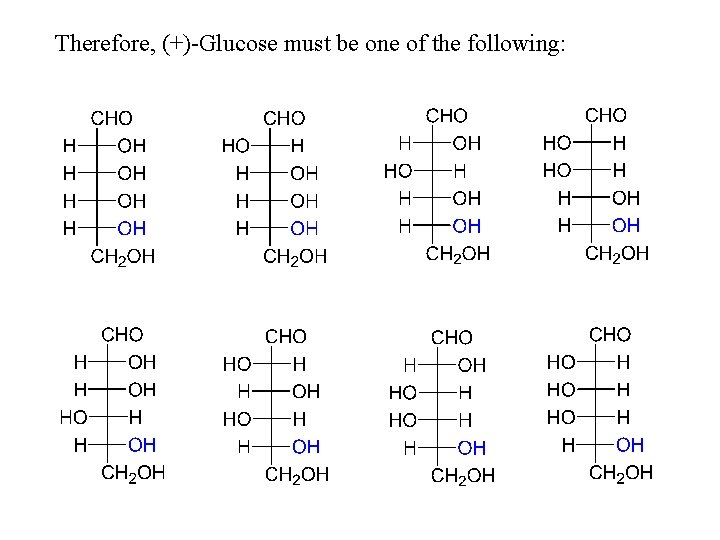 Therefore, (+)-Glucose must be one of the following: 