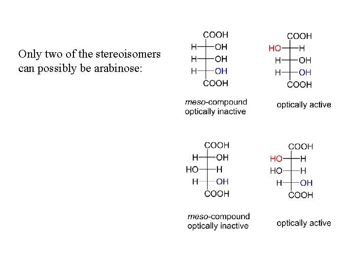 Only two of the stereoisomers can possibly be arabinose: 