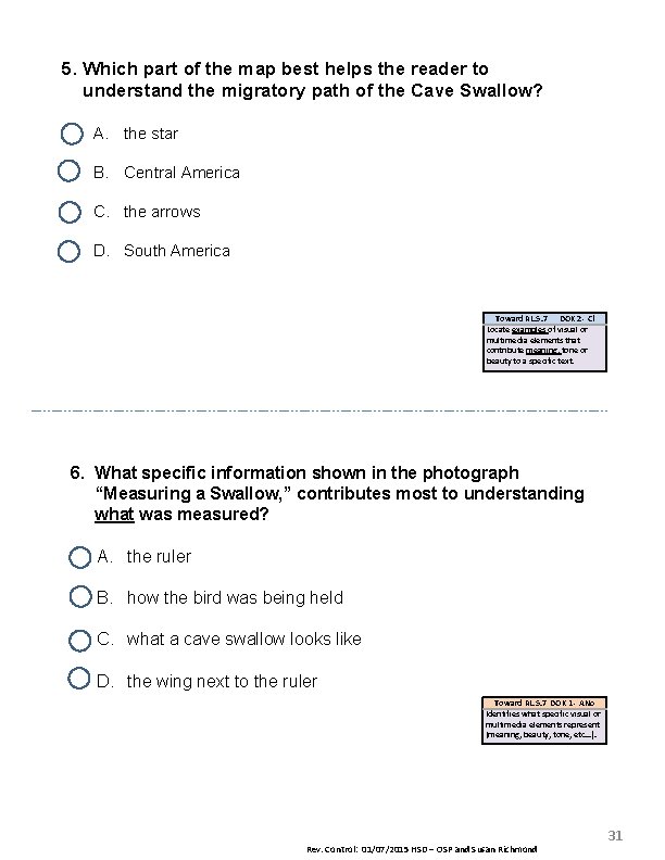 5. Which part of the map best helps the reader to understand the migratory