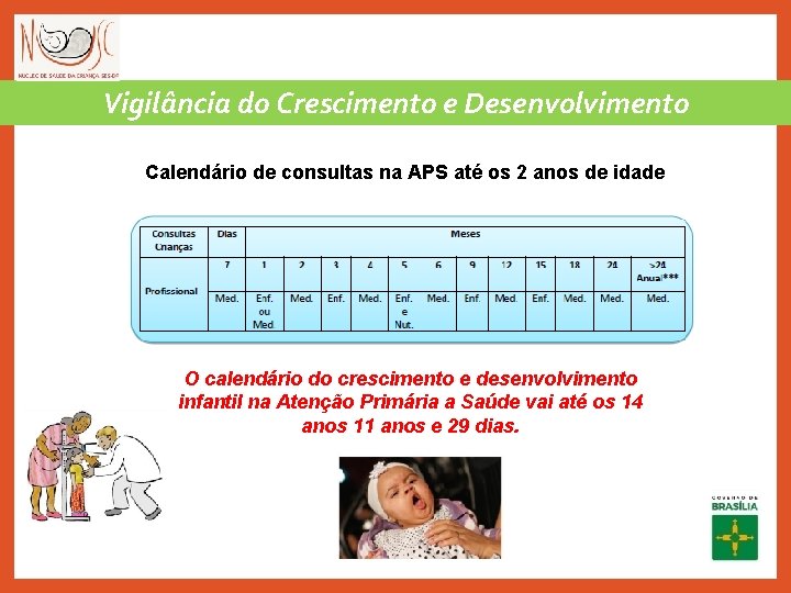 Vigilância do Crescimento e Desenvolvimento Calendário de consultas na APS até os 2 anos