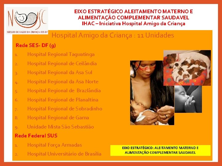 EIXO ESTRATÉGICO ALEITAMENTO MATERNO E ALIMENTAÇÃO COMPLEMENTAR SAUDAVEL IHAC – Iniciativa Hospital Amigo da