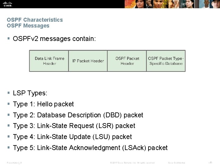 OSPF Characteristics OSPF Messages § OSPFv 2 messages contain: § LSP Types: § Type OSPF Characteristics OSPF Messages § OSPFv 2 messages contain: § LSP Types: § Type