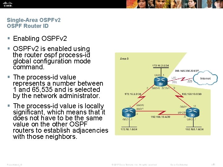 Single-Area OSPFv 2 OSPF Router ID § Enabling OSPFv 2 § OSPFv 2 is Single-Area OSPFv 2 OSPF Router ID § Enabling OSPFv 2 § OSPFv 2 is