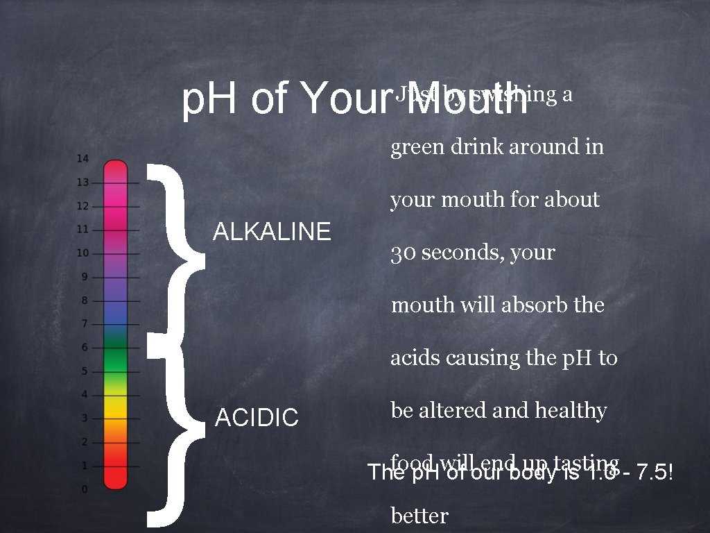 p. H of Your Mouth Just by swishing a } } green drink around