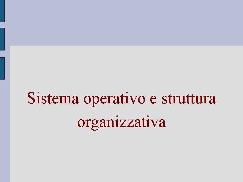 Sistema operativo e struttura organizzativa 
