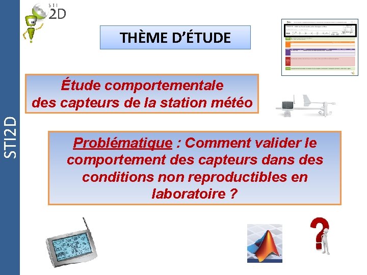 STI 2 D THÈME D’ÉTUDE Étude comportementale des capteurs de la station météo Problématique