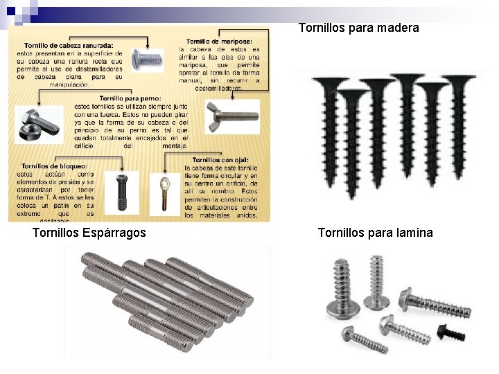 Tornillos para madera Tornillos Espárragos Tornillos para lamina 