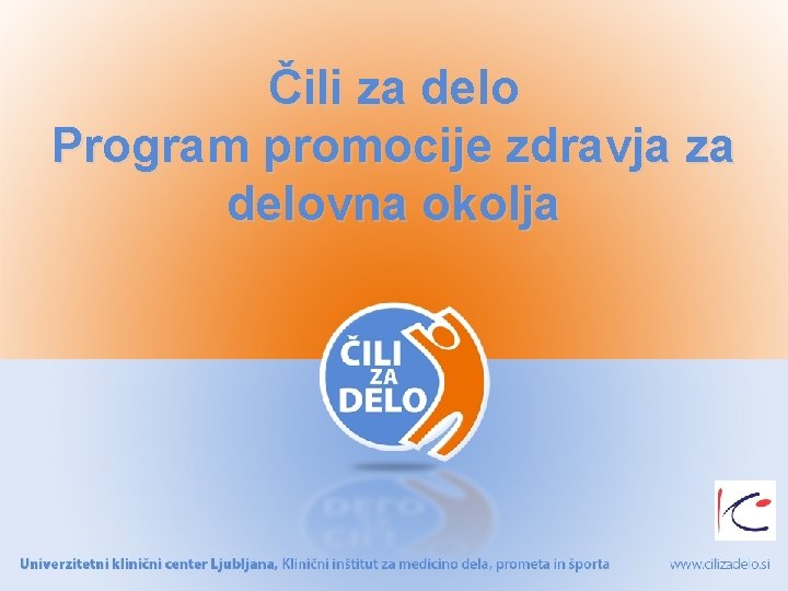 Čili za delo Program promocije zdravja za delovna okolja 