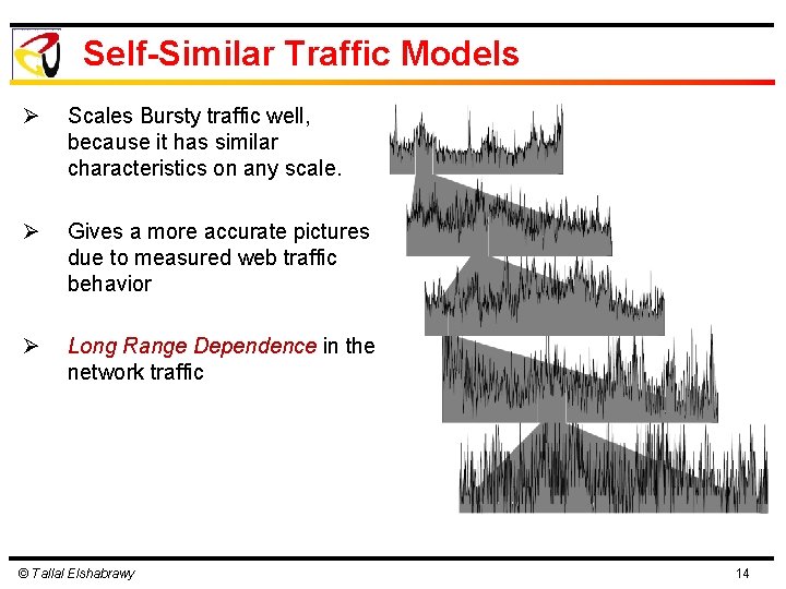 Self-Similar Traffic Models Ø Scales Bursty traffic well, because it has similar characteristics on