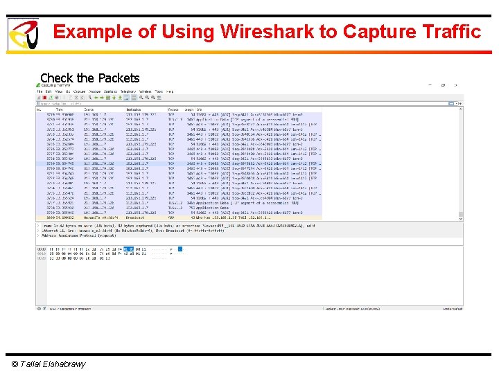 Example of Using Wireshark to Capture Traffic Check the Packets © Tallal Elshabrawy 