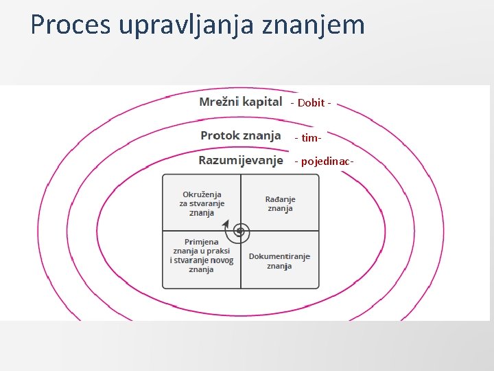 Proces upravljanja znanjem - Dobit - tim- pojedinac- 