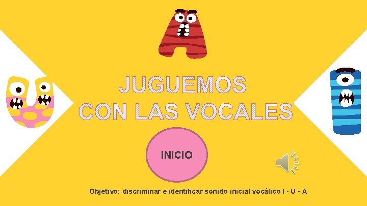 INICIO Objetivo: discriminar e identificar sonido inicial vocálico I - U - A 