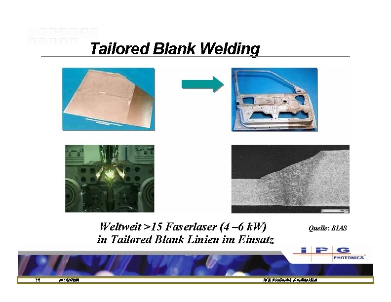 Tailored Blank Welding Weltweit >15 Faserlaser (4 – 6 k. W) in Tailored Blank Tailored Blank Welding Weltweit >15 Faserlaser (4 – 6 k. W) in Tailored Blank