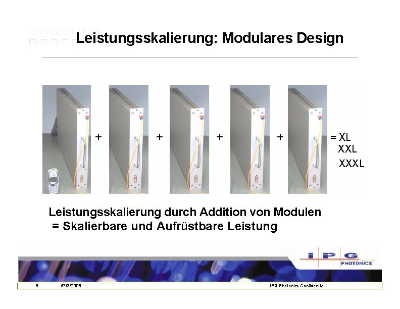 Leistungsskalierung: Modulares Design + + Leistungsskalierung durch Addition von Modulen = Skalierbare und Aufrüstbare Leistungsskalierung: Modulares Design + + Leistungsskalierung durch Addition von Modulen = Skalierbare und Aufrüstbare
