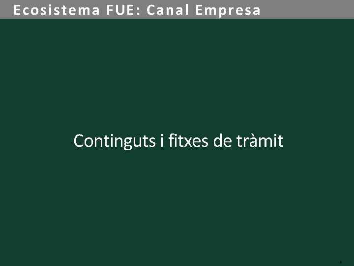 Ecosistema FUE: Canal Empresa Continguts i fitxes de tràmit 4 