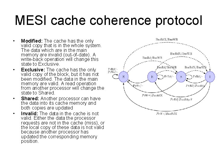 MESI cache coherence protocol • • Modified: The cache has the only valid copy MESI cache coherence protocol • • Modified: The cache has the only valid copy