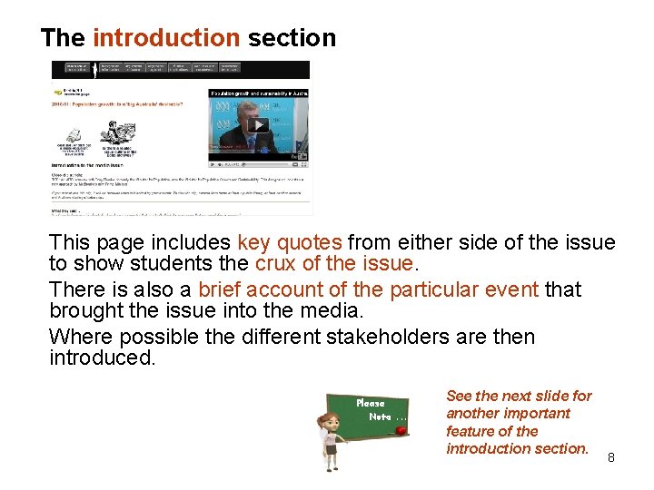 The introduction section This page includes key quotes from either side of the issue