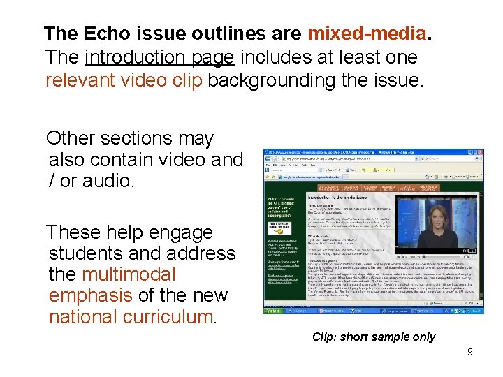 The Echo issue outlines are mixed-media. The introduction page includes at least one relevant