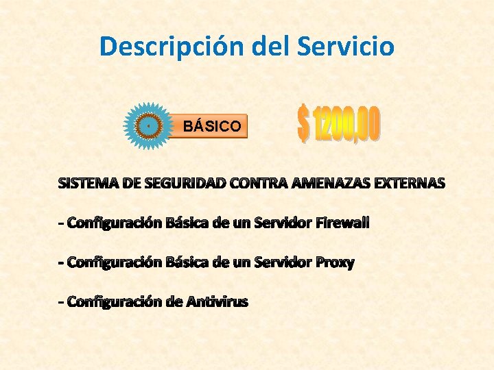 Descripción del Servicio BÁSICO SISTEMA DE SEGURIDAD CONTRA AMENAZAS EXTERNAS - Configuración Básica de