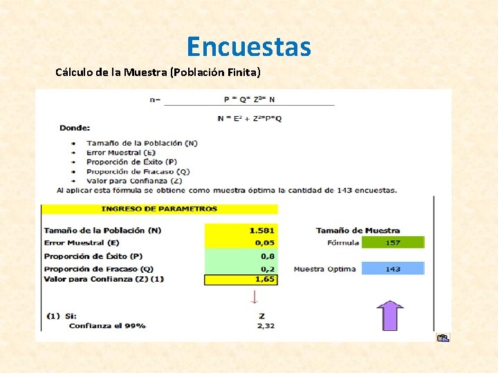 Encuestas Cálculo de la Muestra (Población Finita) 