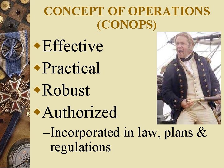 CONCEPT OF OPERATIONS (CONOPS) w. Effective w. Practical w. Robust w. Authorized – Incorporated