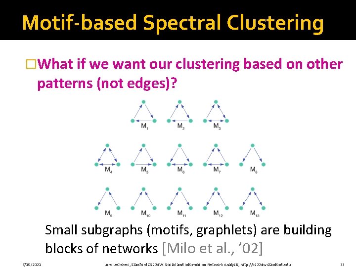 Motif-based Spectral Clustering �What if we want our clustering based on other patterns (not